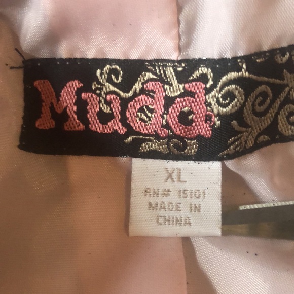 Mudd black jacket /white faux fur detachable collar XL/pink lining /mid 2000's - Picture 15 of 16